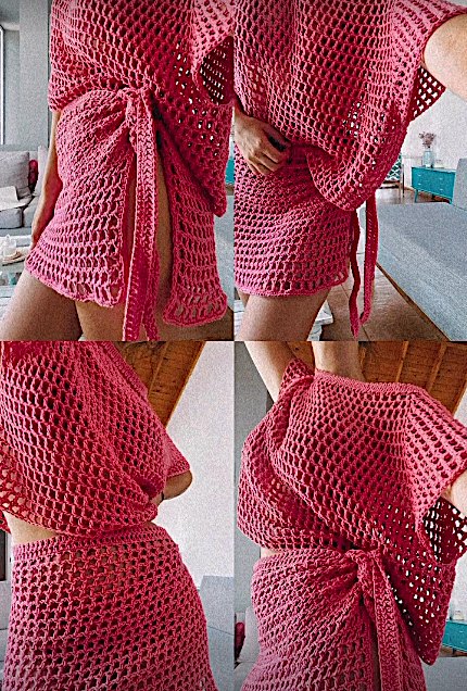 Conjunto de red rosa con lazo